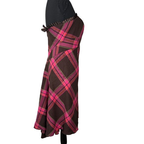 Diane Von Furstenburg Asia Strapless Dress Plaid Pink Brown 4 Whimsygoth Fairy - Picture 11 of 11